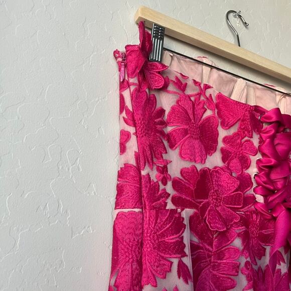 Helsi Embroidered Floral Pink Strapless Lace Up Corset Back Midi Gown Size‎ XL - Picture 9 of 12